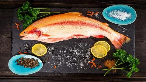 Seafood. Red fish. Stock Photos