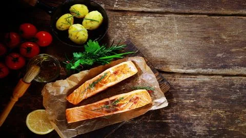 Seafood. Red fish. Stock Photos