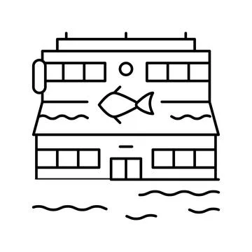 Seafood restaurant line icon vector illustration Ilustración de archivo