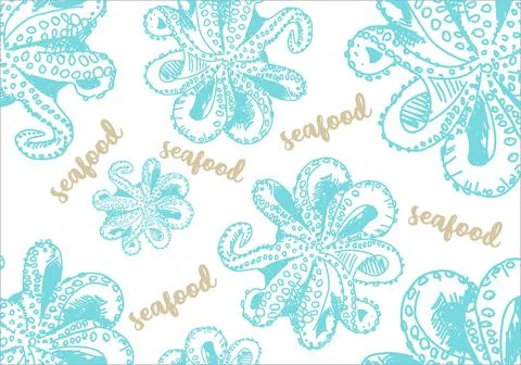 Seafood restaurant menu template. Vector. Stock Illustration