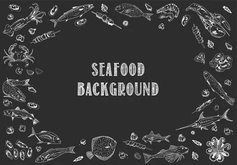 Seafood restaurant menu template. Vector. Stock Illustration