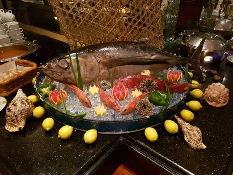 Seafood in the restaurant Stock Photos