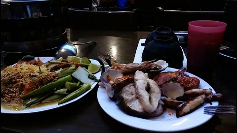 Seafood restaurant in Vietnam, Nha Trang Stock Footage