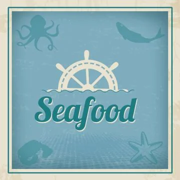 Seafood retro poster Stock Illustration