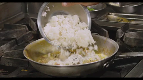 Seafood Rice Preparation – Step-by-Step Cooking Video Stock Footage 291197590