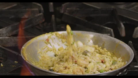Seafood Rice Preparation – Step-by-Step Cooking Video Stock Footage 291197751