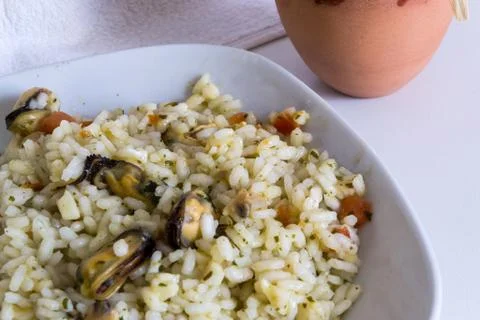 Seafood risotto Stock Photos