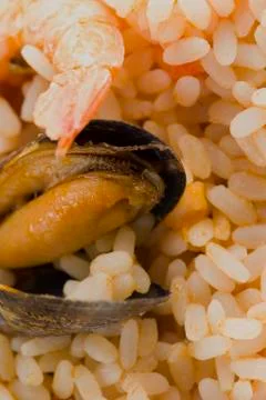 Seafood risotto with prawn background Stock Photos