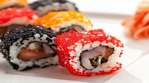 Seafood. Rolls Stock Photos