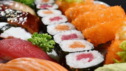 Seafood. Rolls Stock Photos