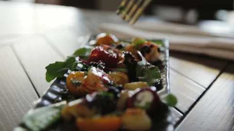 Seafood salad Stock Footage 128172555