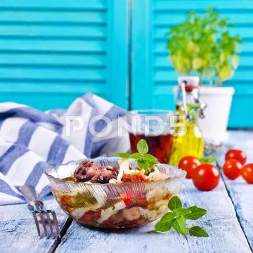 Seafood salad with vegetables Stock Photos