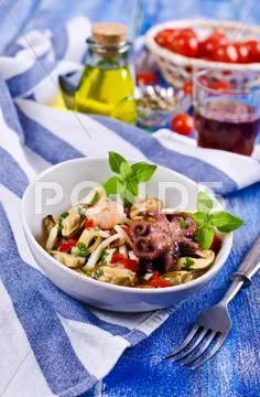 Seafood salad with vegetables Stock Photos