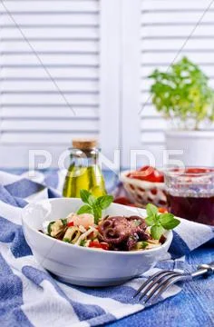 Seafood salad with vegetables Stock Photos