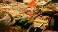 Seafood for sale in Hong Kong Market Street, Meat, Fish HD Footage