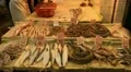 Seafood for sale in Hong Kong Market Street, Meat, Fish HD Footage