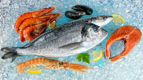 Seafood. Salted fish Stock Photos