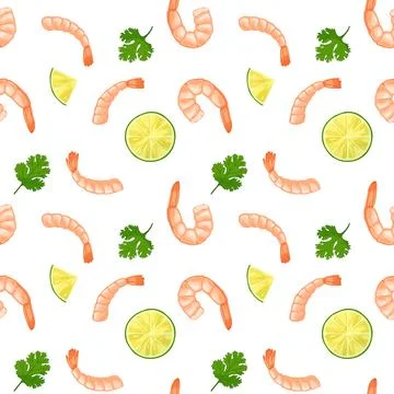 Seafood seamless pattern Stock Illustration