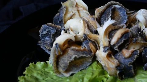 Seafood, shellfish Rapana. Cooked shellfish rapana. Stock Footage 90709495