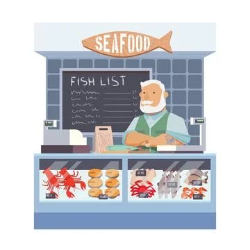 Seafood shop Stock Illustration