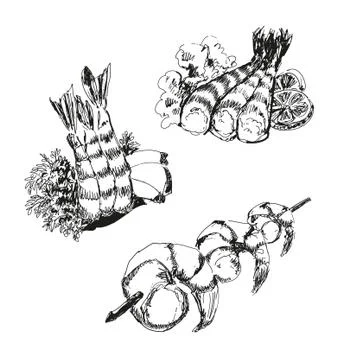 Seafood. Shrimps. Stock Illustration