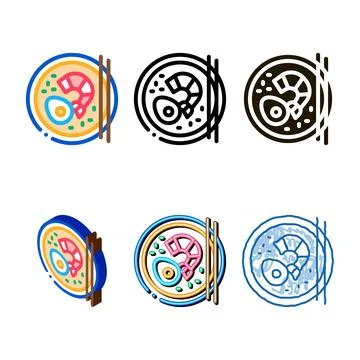 Seafood simplified plate icon vector outline 스톡 일러스트