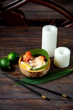 Seafood with sliced lime Stock Photos