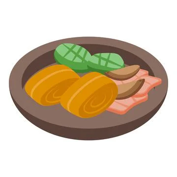 Seafood snack icon isometric vector. Portuguese cuisine Stock Illustration