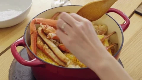 Seafood Steam Pot on a dinner table Stock Footage 267825432