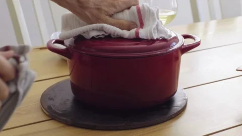 Seafood Steam Pot on a dinner table Stock Footage 267825613