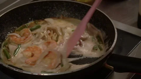 Seafood is stewed is cream Stock Footage 155970554
