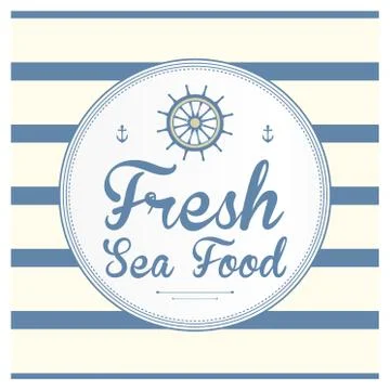 Seafood on a striped background. Stock Illustration