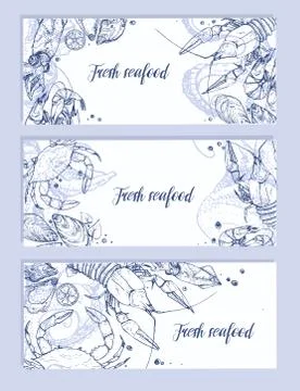 Seafood vector poster Stock Illustration