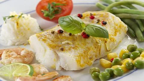 Seafood. White fish. Stock Photos