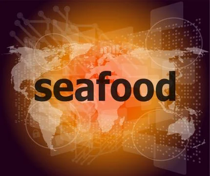 Seafood word on a virtual digital background イラスト素材