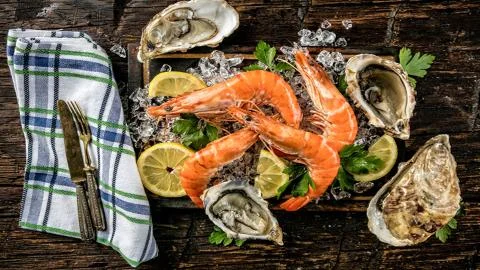 Seafood.Trips on ice. Stock Photos