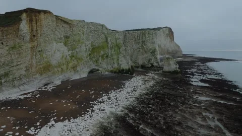 Seaford Beach, famous tourism location in Sussex, Winter aerial view landscape Stock Footage 296431153