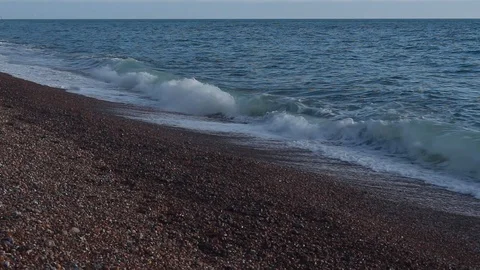 Seaford UK beach, waves before a strong storm Stock-Footage 102480459