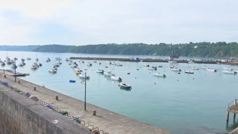 The seafront and marina at Binic, Brittany, France Stock Footage 308110860