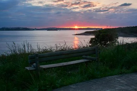 Seafront bench Stock Photos
