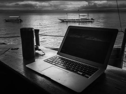 Seafront Digital Nomad Asia Stock Photos
