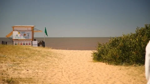 Seafront female beach Stock Footage 87181948