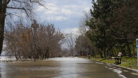 Seafront Flooded After Storm Hurricane Stock Footage 88415887