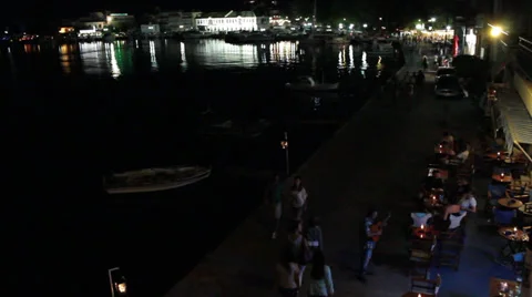 Seafront at night with people Stock-Footage 30675903