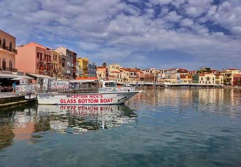 The seafront of old town of Chania. Stock Photos