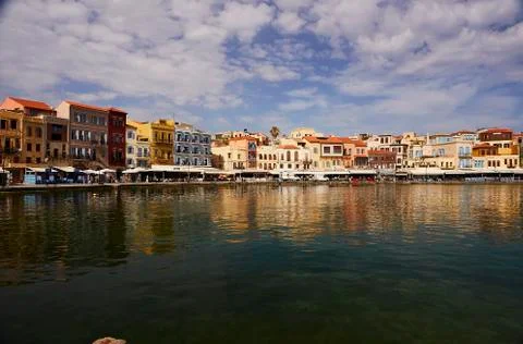 The seafront of old town of Chania. Stock Photos