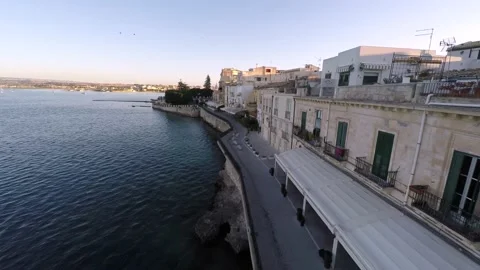 The Seafront of Ortigia. Sicily, Italy. Stock Footage 172291247
