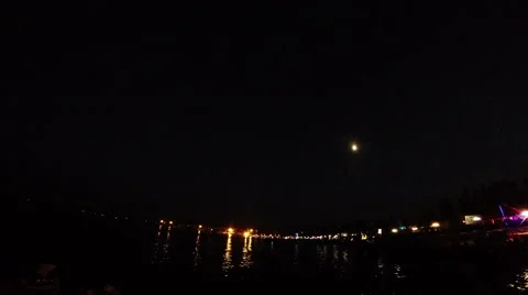 The seafront promenade at night Stock Footage 53067195