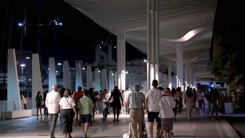 Seafront Promenade at the Port of Malaga Stock Footage 159173541