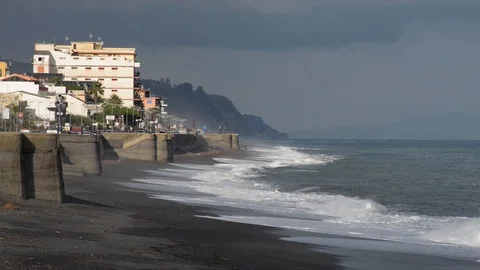 Seafront road of a small town in eastern Sicily Stock Footage 97816812